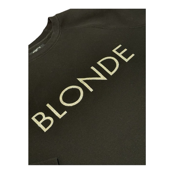 Brunette The Label Black Sparkle BLONDE Sweatshirt Size M/L Relaxed Fit Warm Fun - Picture 4 of 10